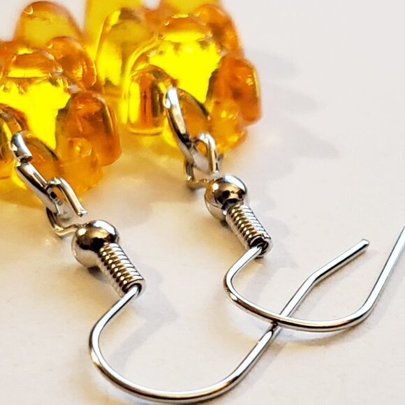 Orange Transparent Gummy Bear Earrings - Picture 3 of 4